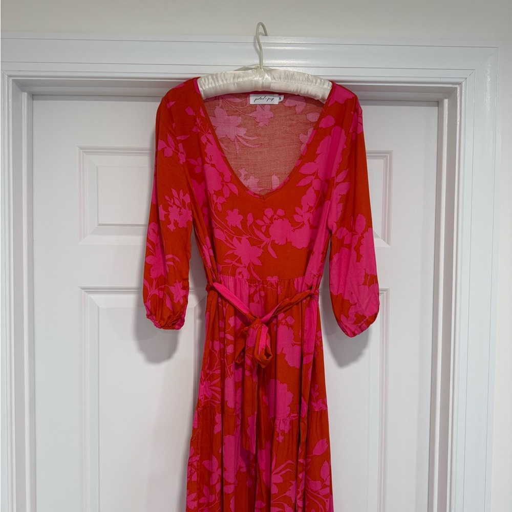Petal & Pup Red and Pink Floral Long Sleeve Dress